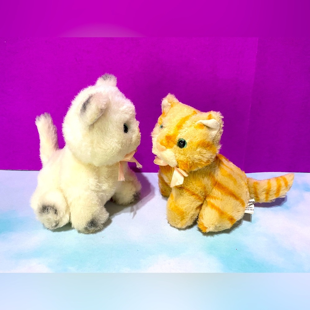 CATS VINTAGE 1990’s GREAT AMERICAN FUN PLUSH CATS ORANGE TABBY CAT MEOWS & PURRS